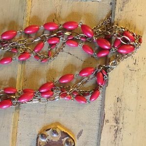BOHO RED LONG STRAND BEADED NECKLACE